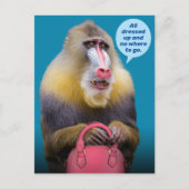 Funny Baboon is helemaal gekleed. Briefkaart (Voorkant)