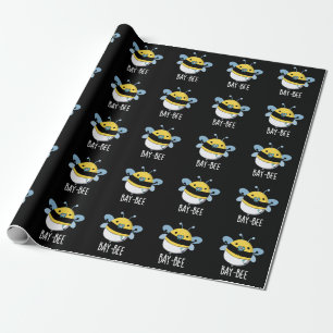 Funny Baby Bee Pun Dark BG Cadeaupapier
