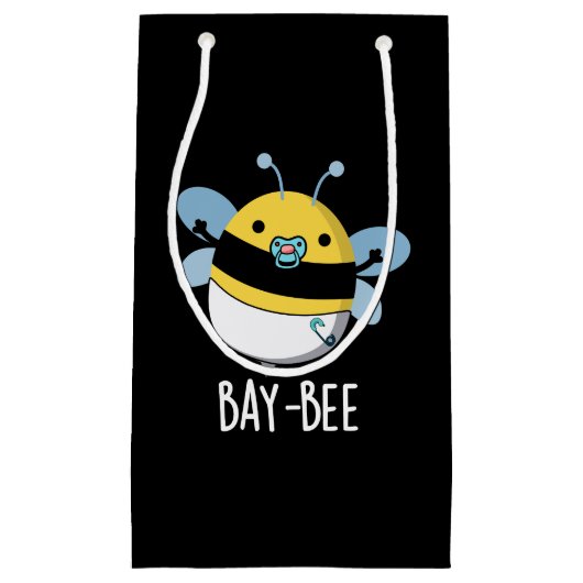 Funny Baby Bee Pun Dark BG Klein Cadeauzakje (Voorkant)