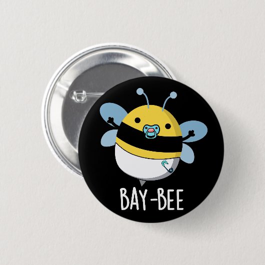 Funny Baby Bee Pun Dark BG Ronde Button 5,7 Cm (Voorkant /achterkant)