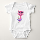 Funny Baby Bodysuit met Happy Party Pig (Voorkant)