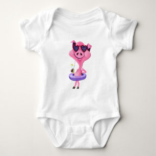 Funny Baby Bodysuit met Happy Party Pig