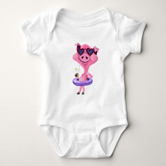 Funny Baby Bodysuit met Happy Party Pig (Voorkant)