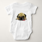 Funny Baby Bodysuit met Pug Dog - Getierd (Achterkant)
