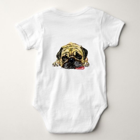 Funny Baby Bodysuit met Pug Dog - Getierd (Achterkant)