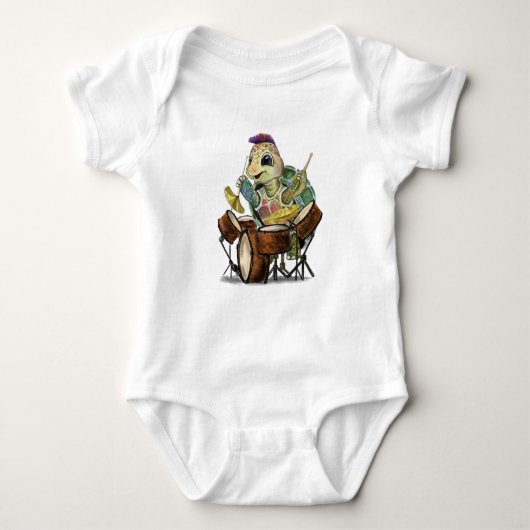 Funny Baby Bodysuit turtle Drummer (Voorkant)