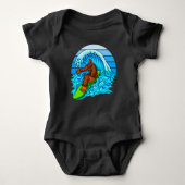 Funny Baby Boy Bigfoot Sasquatch Surfing Sports Romper (Voorkant)
