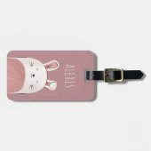 Funny Baby Bunny Illustration Rabbit & Kinder Name Bagagelabel (Voorkant horizontaal)