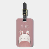 Funny Baby Bunny Illustration Rabbit & Kinder Name Bagagelabel (Voorkant verticaal)