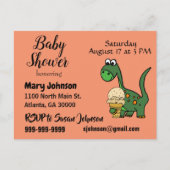 Funny Baby Dinosaur en Ice Cream Baby shower Uitnodiging Briefkaart (Voorkant)