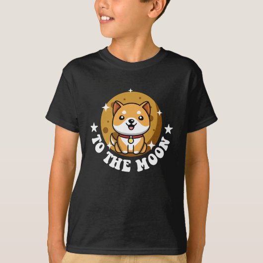 Funny Baby Doge Coin to the Moon T-shirt (Voorkant)