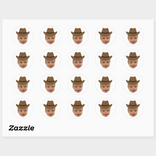 Funny Baby Face 1st Rodeo Western Theme  Ronde Sticker (Vel)