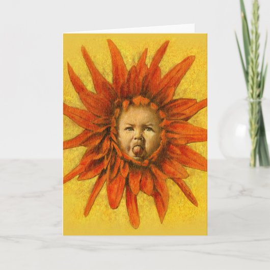 Funny Baby Flower Greetings Card Kaart (Voorkant)