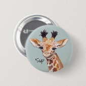 Funny Baby Giraffe gepersonaliseerd Ronde Button 5,7 Cm (Voorkant /achterkant)