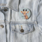 Funny Baby Giraffe gepersonaliseerd Ronde Button 5,7 Cm (In situ)
