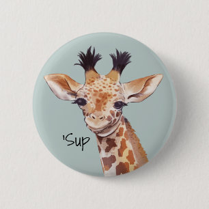 Funny Baby Giraffe gepersonaliseerd Ronde Button 5,7 Cm