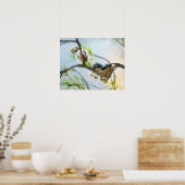 Funny Baby Great Horned Owls Wildlife Fine Art Poster (Keuken)