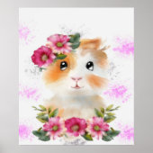 Funny Baby Guinee-varkens met bloemen met bloemen Poster (Voorkant)