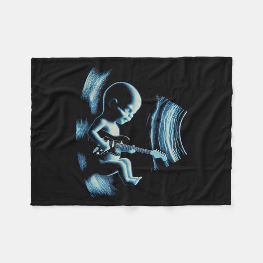 Funny Baby Guitar Player Rock Music Pregnancy Anno Fleece Deken (Voorkant (Horizontaal))