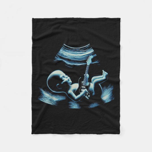 Funny Baby Guitar Player Rock Music Pregnancy Anno Fleece Deken (Voorkant)
