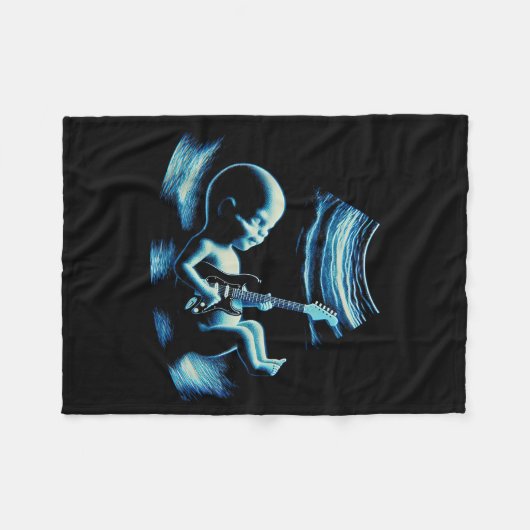 Funny Baby Guitar Player Rock Music Pregnancy Anno Fleece Deken (Voorkant (Horizontaal))