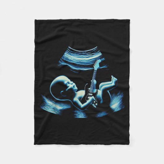 Funny Baby Guitar Player Rock Music Pregnancy Anno Fleece Deken (Voorkant)