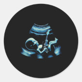 Funny Baby Guitar Player Rock Music Pregnancy Anno Ronde Sticker (Voorkant)