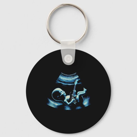 Funny Baby Guitar Player Rock Music Pregnancy Anno Sleutelhanger (Voorkant)