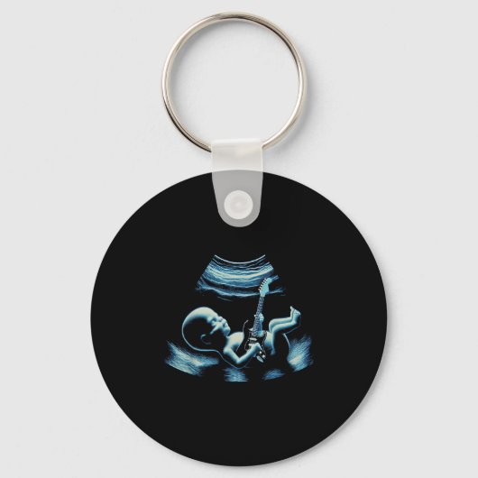 Funny Baby Guitar Player Rock Music Pregnancy Anno Sleutelhanger (Voorkant)