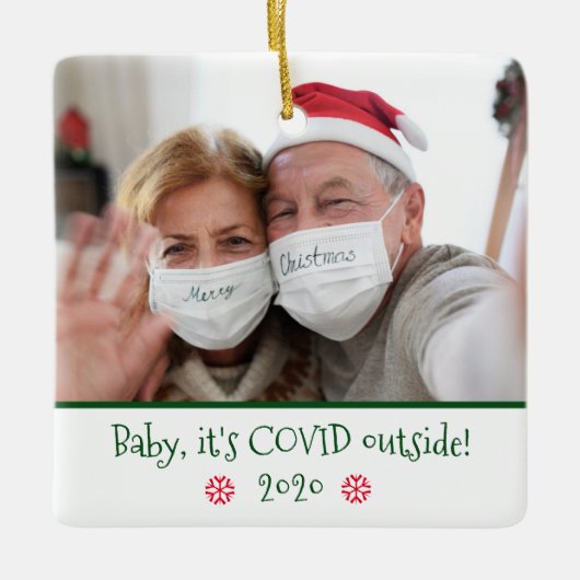 Funny Baby Het is Covid Outside Photo Snowflake Keramisch Ornament (Voorkant)