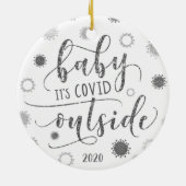 Funny BABY ITS COVID BUITEN 2020 Silver Glitter Keramisch Ornament (Achterkant)