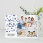 Funny BABY IT'S COVID OUTSIDE 3 Foto's Feestdagenkaart (Staand voorkant)