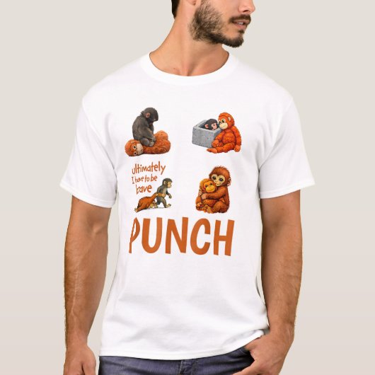 Funny Baby Monkey Punch Cute Primate Humor T-shirt (Voorkant)