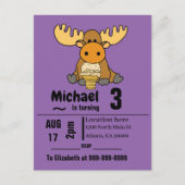 Funny Baby Moose eet Ice Cream Birthday Party Uitnodiging Briefkaart (Voorkant)