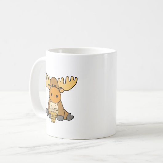 Funny Baby Moose eet Ice Cream Koffiemok (Voorkant links)