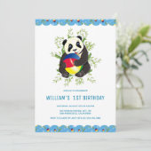 Funny Baby Panda die de hele gelukkige 1 verjaarda Kaart (Staand voorkant)