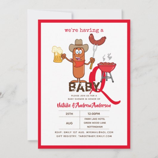 Funny Baby-Q BBQ SaUSE Modern Boy Girl Kaart (Voorkant)