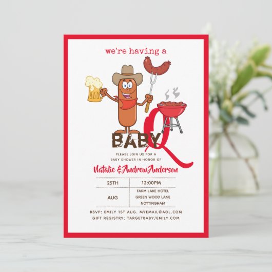 Funny Baby-Q BBQ SaUSE Modern Boy Girl Kaart (Staand voorkant)