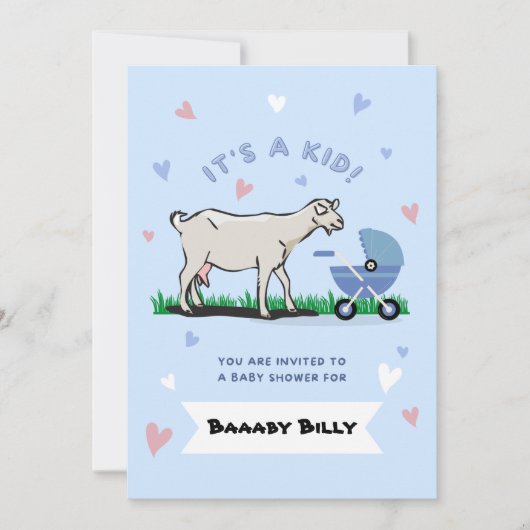 Funny Baby shower Goat Invitation Kaart (Voorkant)
