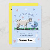Funny Baby shower Goat Invitation Kaart (Voorkant / Achterkant)