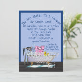 Funny Baby shower Invitation W/Pig Showering Kaart (Staand voorkant)
