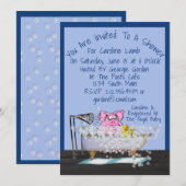 Funny Baby shower Invitation W/Pig Showering Kaart (Voorkant / Achterkant)