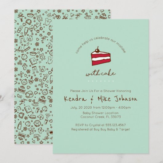 Funny Baby shower Uitnodiging (Voorkant / Achterkant)