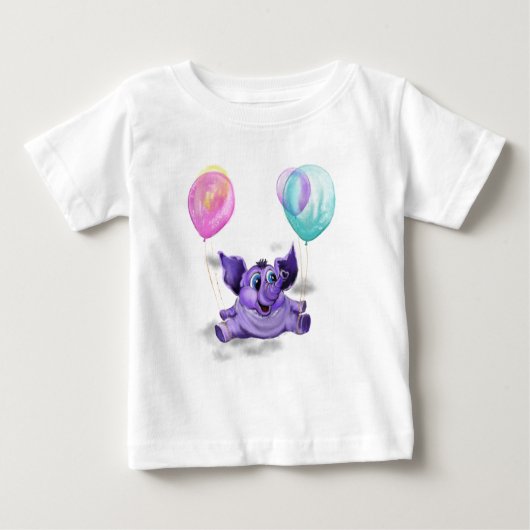 Funny Baby T-Shirt met Happy Elephant (Voorkant)