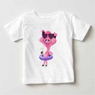 Funny Baby T-Shirt met Happy Party Pig