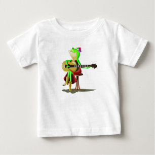 Funny Baby T-Shirt met kikker die gitaar speelt