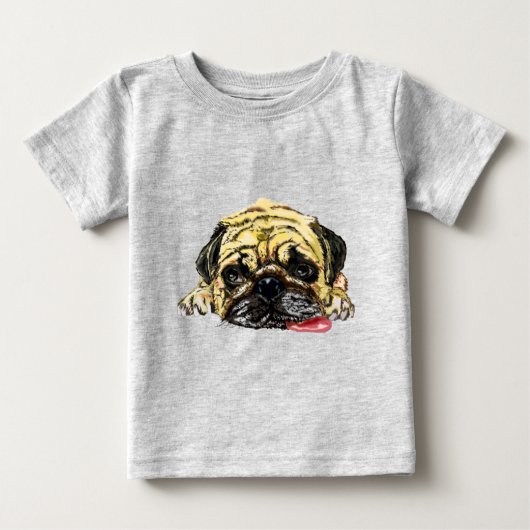 Funny Baby T-Shirt met Pug Dog (Voorkant)