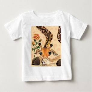 Funny Baby T-Shirt Romantische Giraffe met Roos