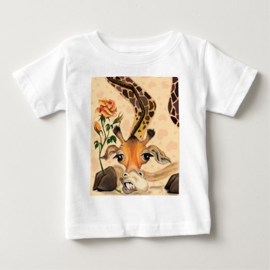 Funny Baby T-Shirt Romantische Giraffe met Roos (Voorkant)