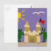 Funny Baby Turtles Building Sand Castle Briefkaart (Voorkant / Achterkant)